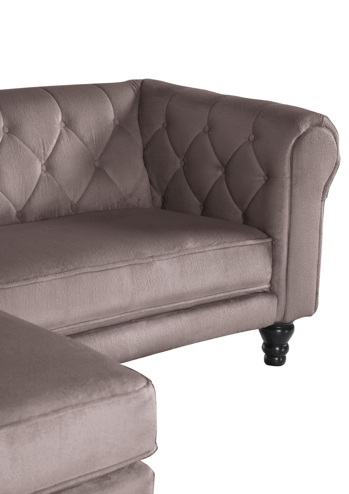 Ecksofa Jonte Schlammfarben S: 160x260 cm - Schlammfarben/Dunkelbraun, Design, Textil (160/260cm) - MID.YOU