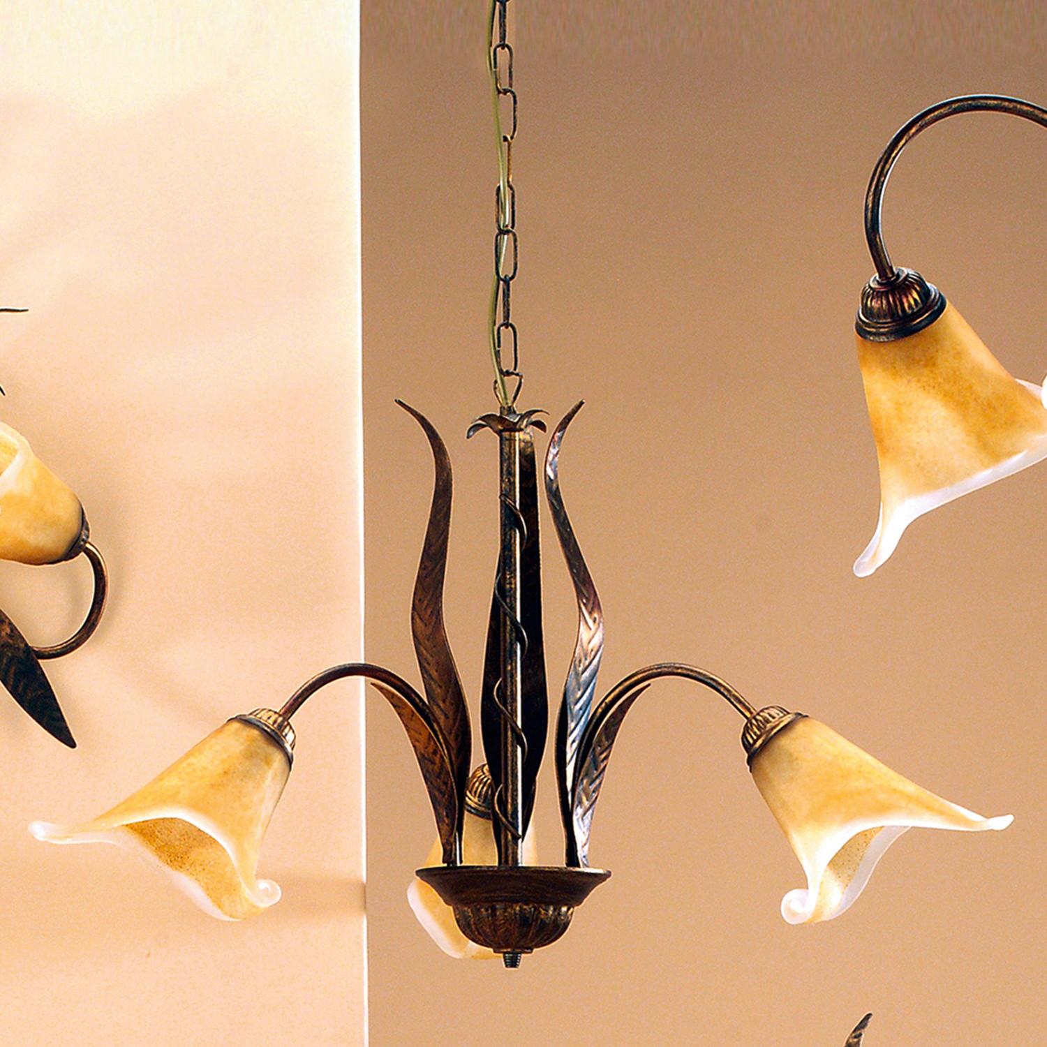 Kronleuchter 4230/3 - Bronzefarben, KONVENTIONELL, Glas/Metall (65/65/100cm)