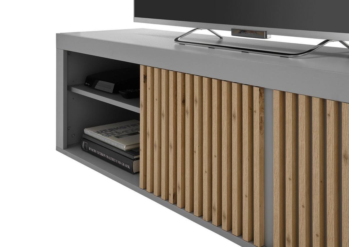 Lowboard Jasper - Eiche Artisan/Grau, Design, Holzwerkstoff (150/43/40cm) - Livetastic