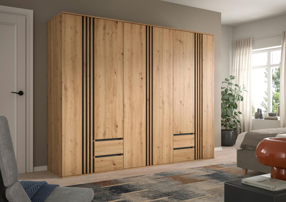Drehtürenschrank Tofta Eiche Dekor/Anthrazit B: 240cm - Anthrazit/Eiche Artisan, ROMANTIK / LANDHAUS, Holzwerkstoff (240/192/56cm) - Livetastic