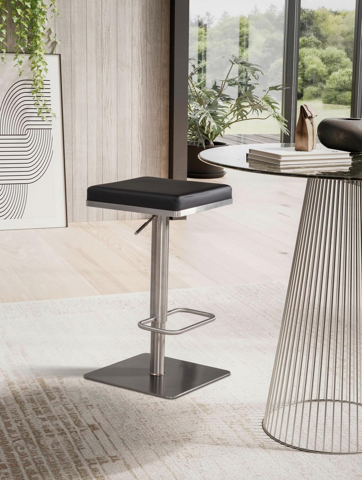 BARHOCKER Schwarz/Silberfarben - Silberfarben/Schwarz, Design, Textil/Metall (37/82/37cm) - MID.YOU