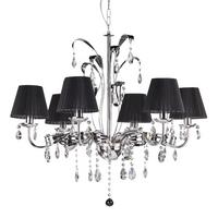 Kristall-Hängeleuchte 4865/6cn - Chromfarben/Schwarz, KONVENTIONELL, Glas/Textil (80/120cm)
