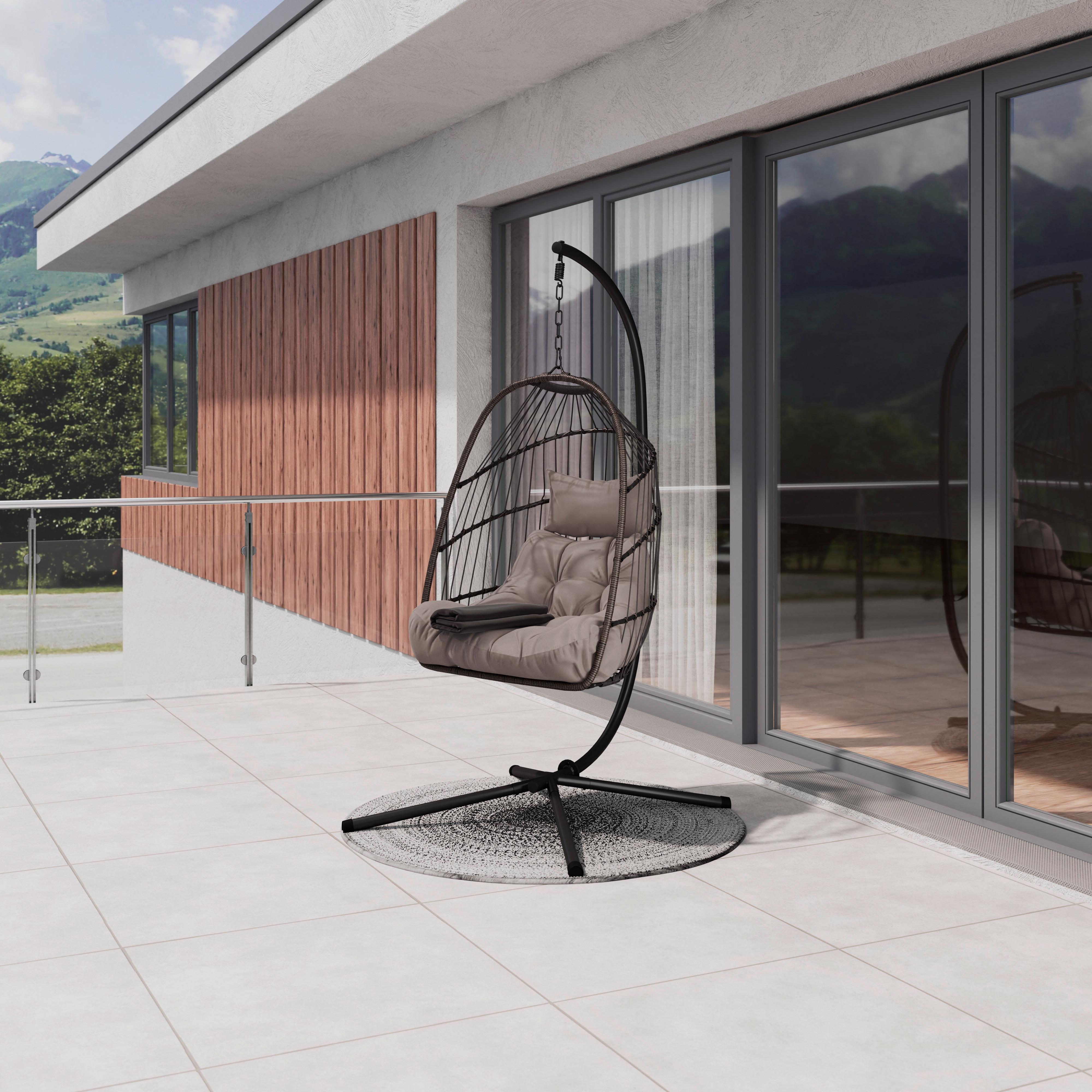 ZÁVĚSNÉ KŘESLO LAURA - šedá/černá, Basics, kov/textil (103/198/102cm) - Mömax