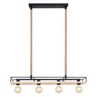 Hängeleuchte H: 120 cm 4-Flammig - Schwarz/Braun, Basics, Naturmaterialien/Holz (95/15/120cm) - Globo