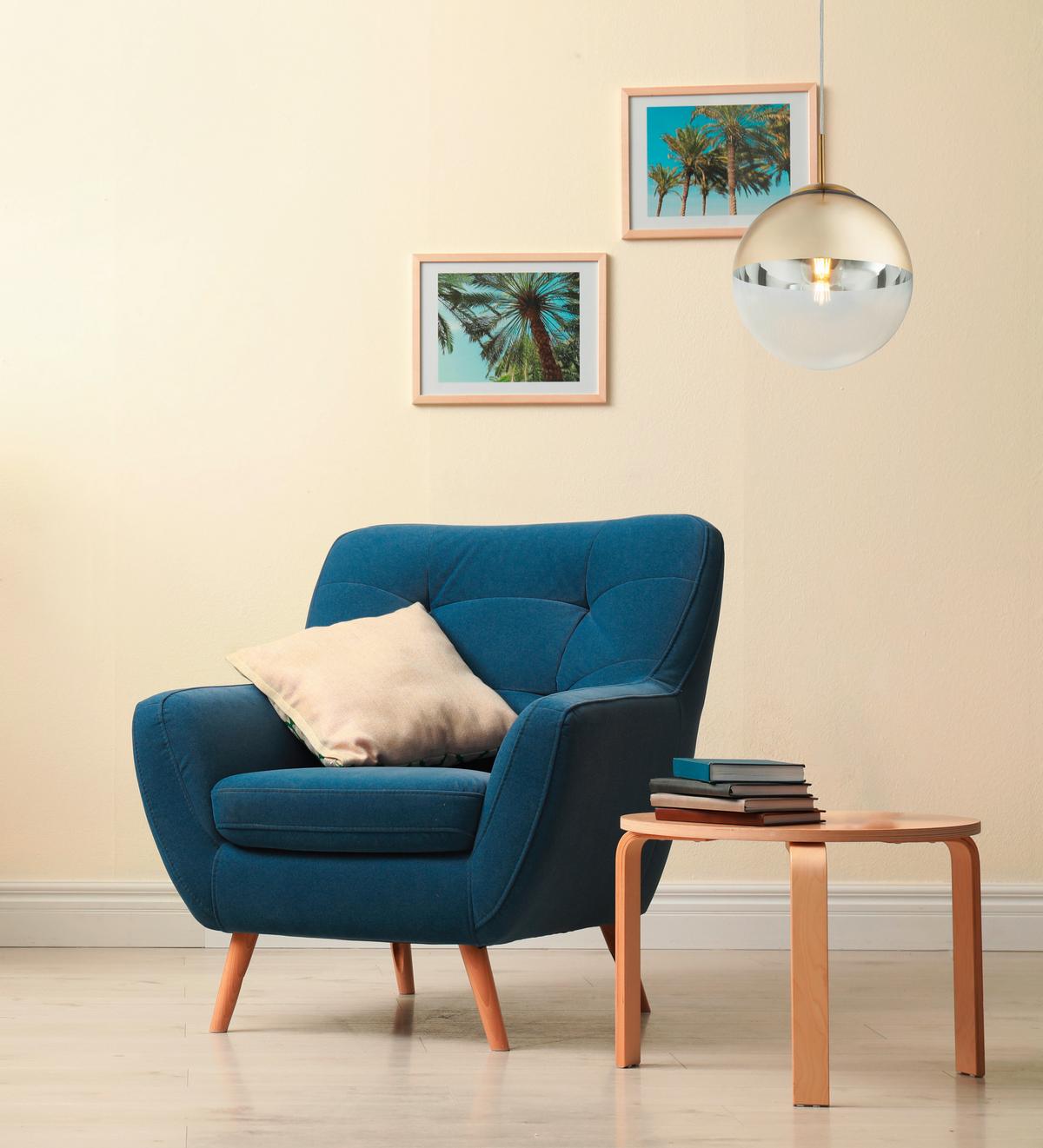 Hängeleuchte H: 120 cm 1-Flammig - Transparent/Goldfarben, Design, Glas/Metall (25/120cm) - Globo