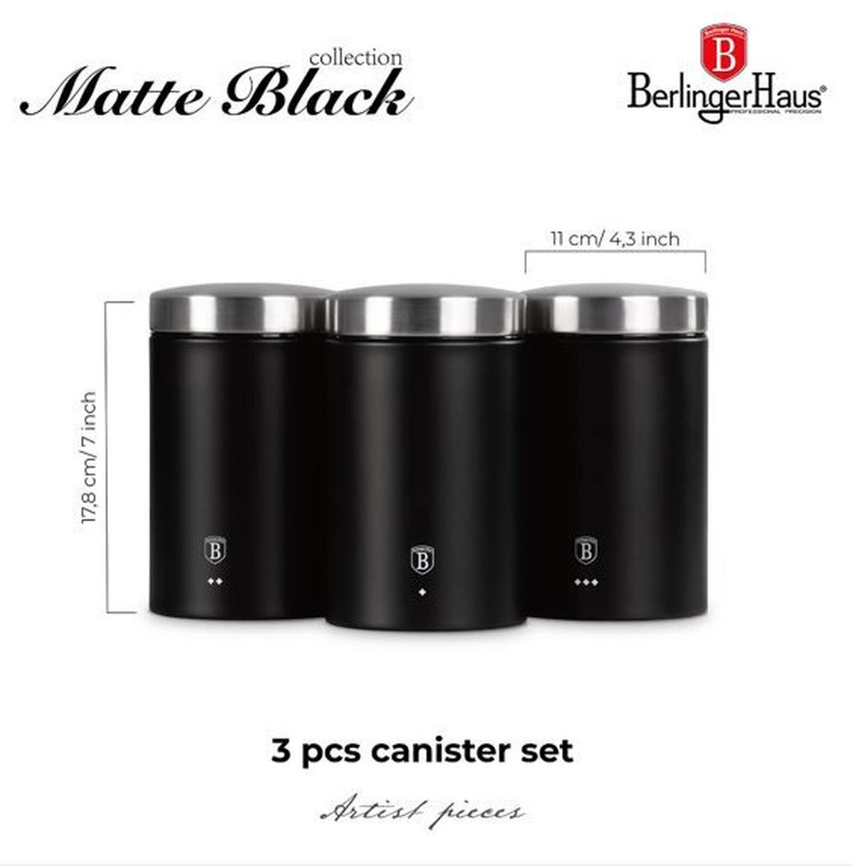 Kaffeedosen-set 3-tlg. Schwarz/silber,d/h: 11x17,8 Cm - Silberfarben/Schwarz, Basics, Metall (11/17,8cm)