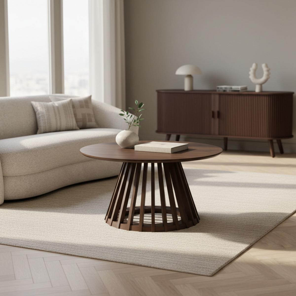 Konferenčný stolík Ennio, P: 80 cm - farba vlašského orecha, Modern, kov/drevo (80/40cm) - Bessagi Home