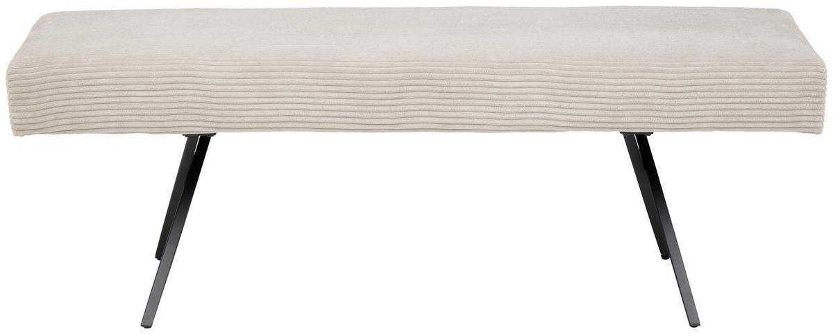 Sitzbank Chios Ohne Lehne Cord Beige, B: 140 Cm - Beige/Schwarz, KONVENTIONELL, Textil/Metall (140/49/47cm) - MID.YOU