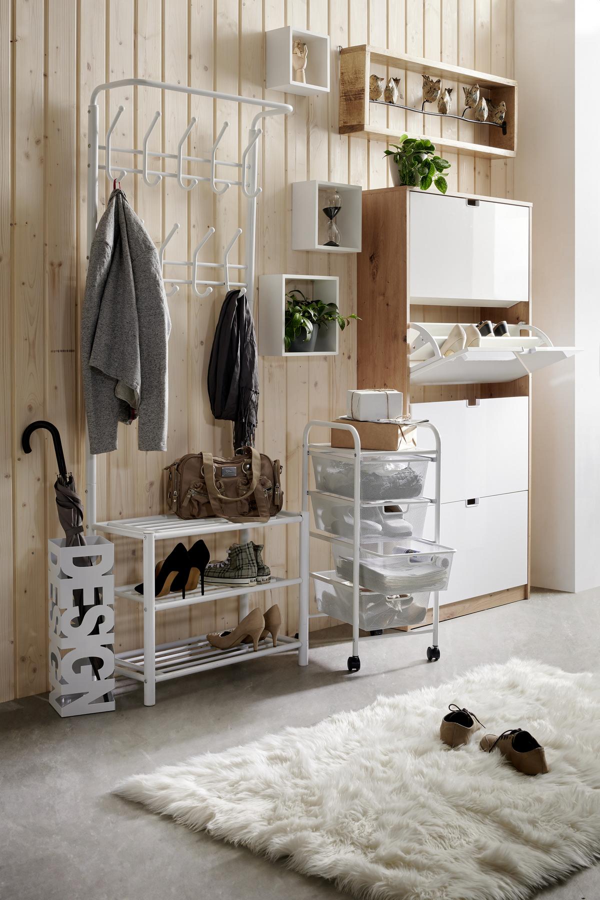VEŠIAK NA KABÁTY AMELIA - biela, Modern, kov (67/185/32cm) - Mömax