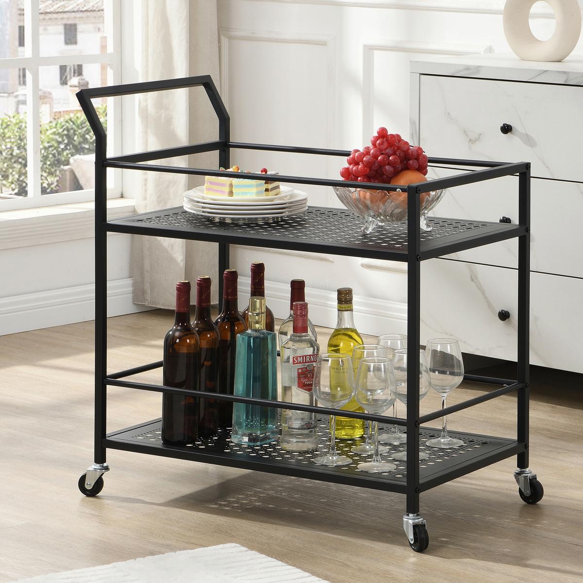 SERVIERWAGEN Schwarz B: 79 cm - Schwarz, Design, Kunststoff/Metall (79/45/83cm) - MID.YOU