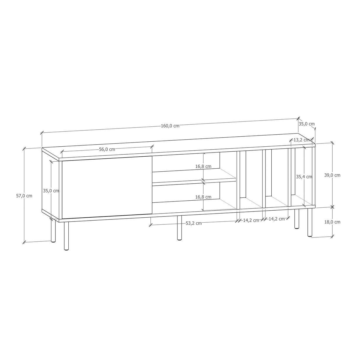 Lowboard Hera TV-Schrank - Walnussfarben/Schwarz, Design, Holzwerkstoff (160/57/35cm) - Livetastic