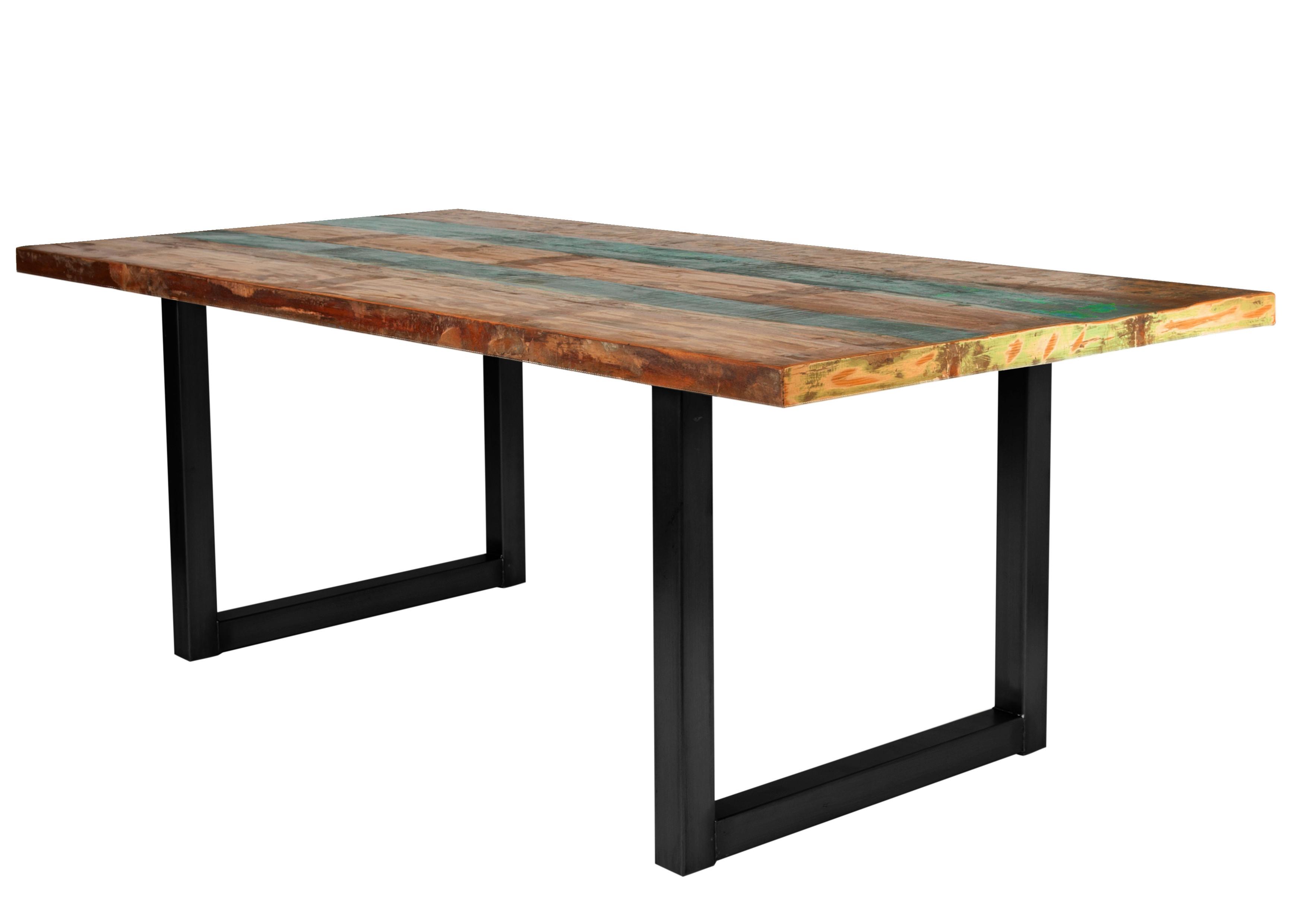 ESSTISCH Schwarz/Multicolor L: 200cm - Multicolor/Schwarz, MODERN, Holz/Metall (200/100/76,5cm) - MID.YOU