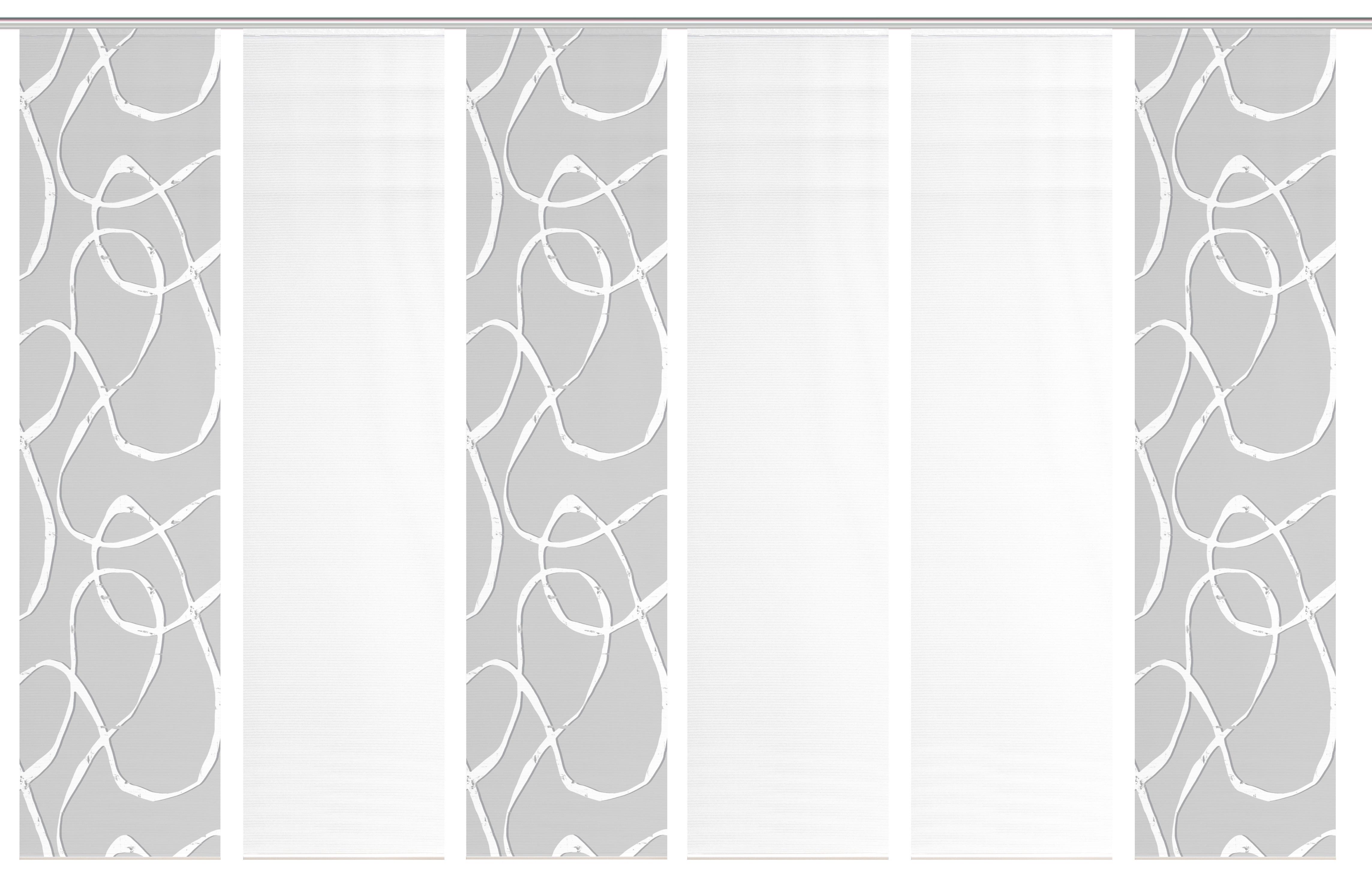 FLÄCHENVORHANG OPHELIA 6ER SET - Hellgrau/Weiß, KONVENTIONELL, Textil (60/260cm)