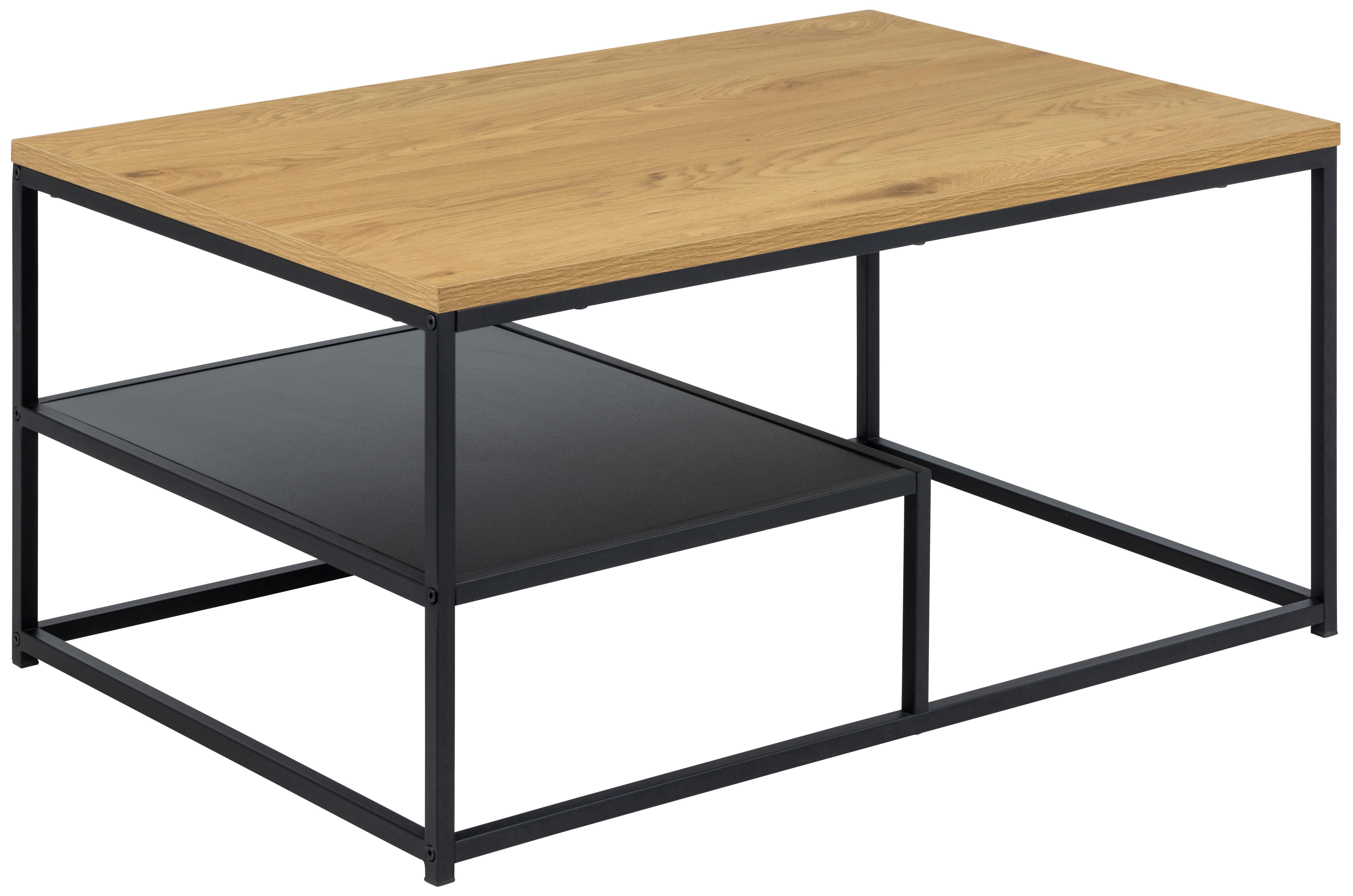 Couchtisch Gila 0000102167 - Eichefarben/Schwarz, Design, Holzwerkstoff/Metall (90/60/42cm) - Livetastic