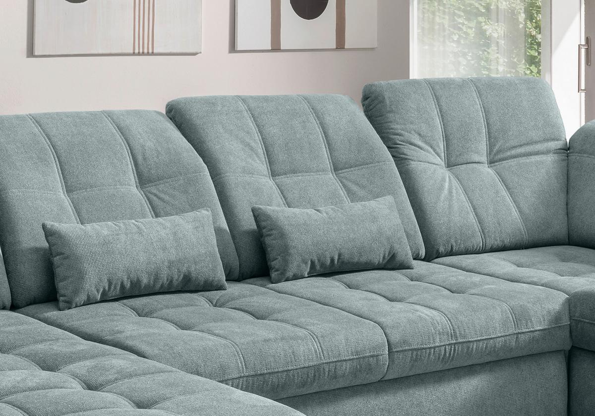 Wohnlandschaft Mit Bettkasten Rigatti Blau B: 387 Cm - Blau/Schwarz, MODERN, Textil (184/387/252cm) - Livetastic