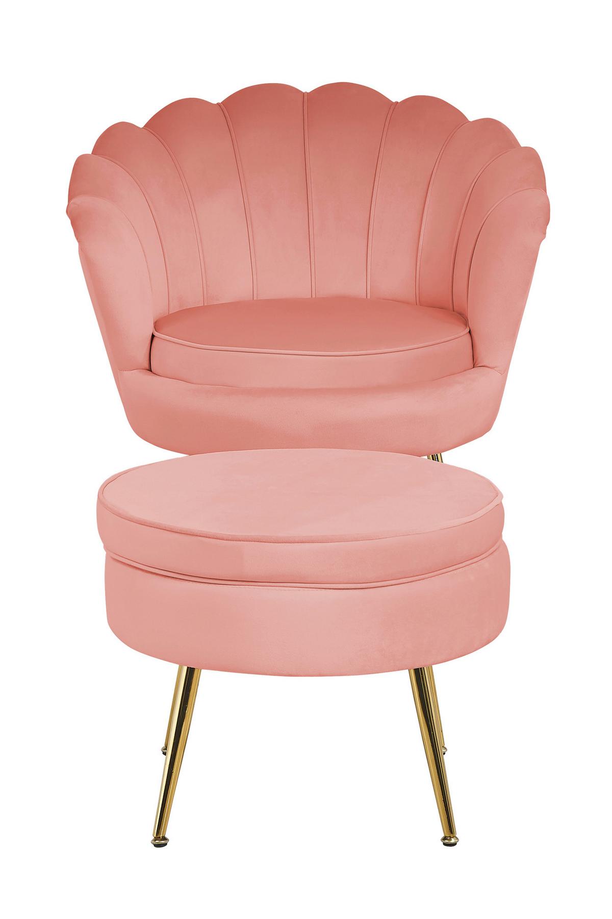 Hocker Rosa B: 52 Cm - Goldfarben/Rosa, MODERN, Textil (52/41/52cm) - Livetastic