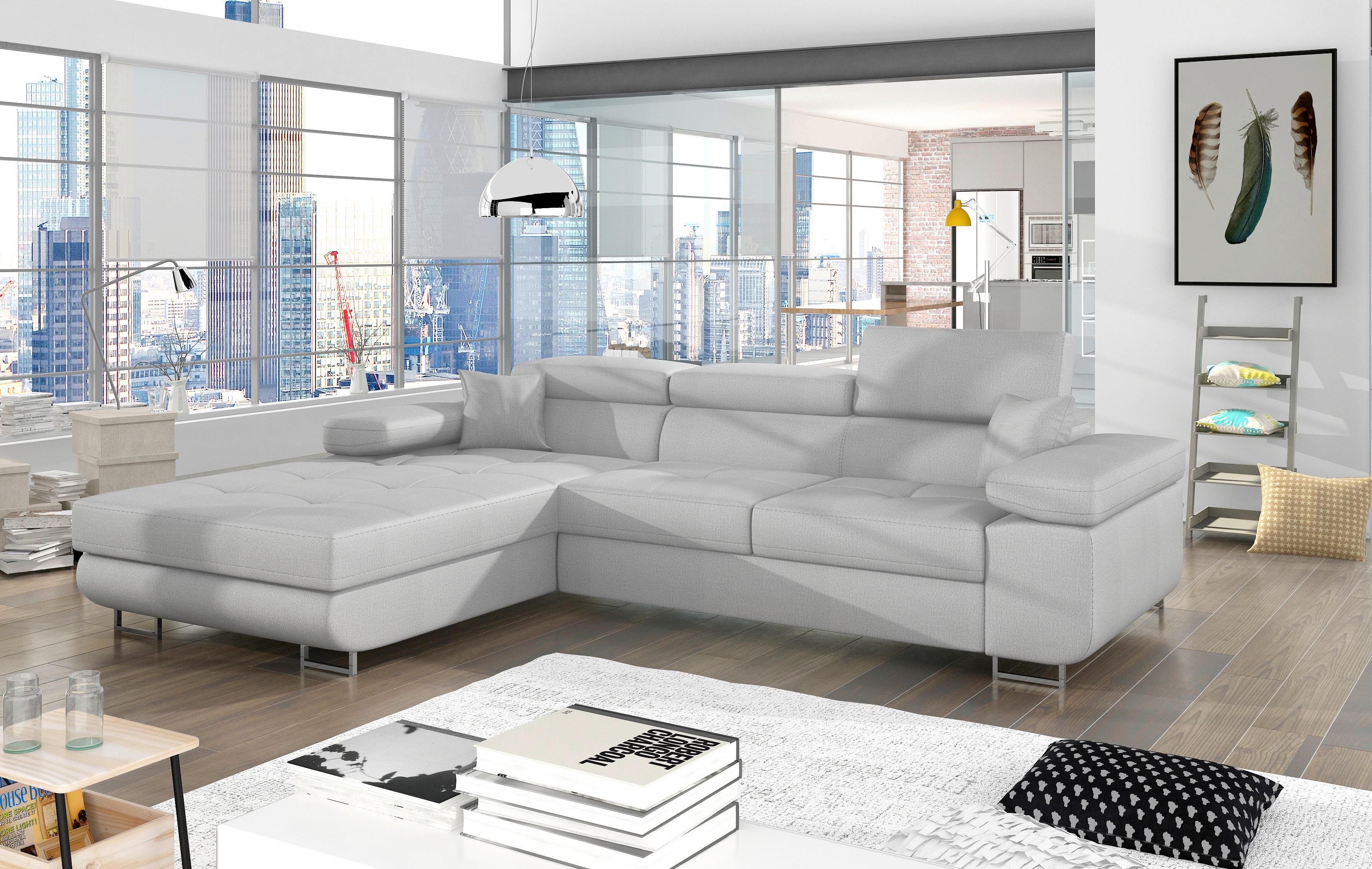 Ecksofa Armando Hellgrau S: 203x289 Cm - Chromfarben/Hellgrau, Design, Textil (203/289cm) - MID.YOU