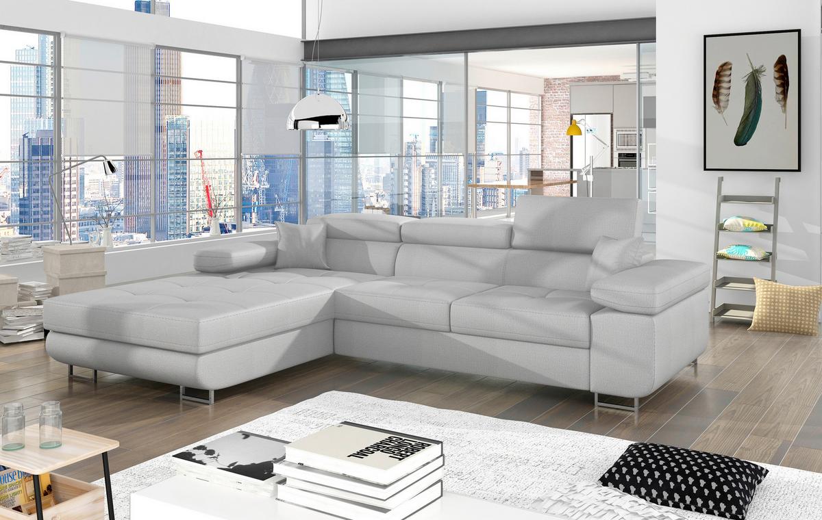 Ecksofa Armando Hellgrau S: 203x289 Cm - Chromfarben/Hellgrau, Design, Textil (203/289cm) - MID.YOU