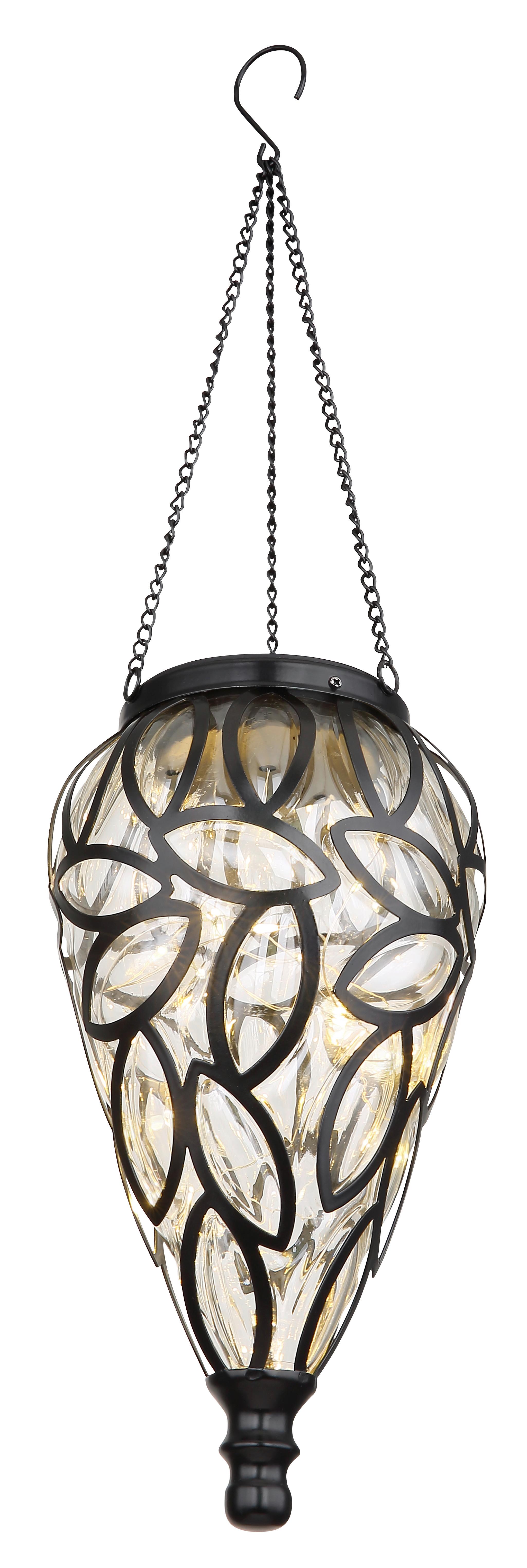 Solar-Hängeleuchte Klar /Schwarz H: 50cm - Klar/Schwarz, Basics, Kunststoff/Metall (13,5/50cm) - Globo