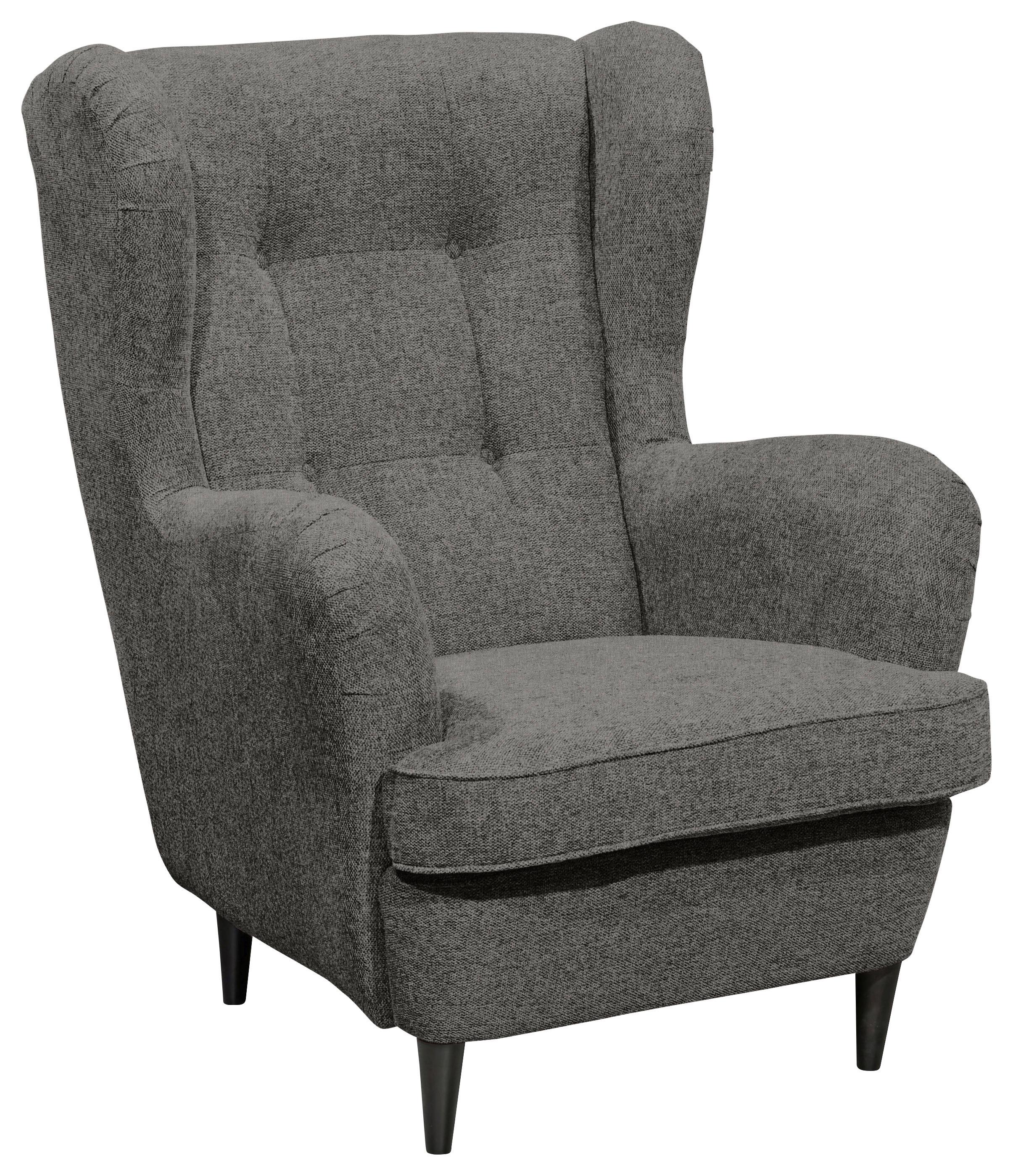 Ohrensessel Oskar Dunkelbraun B: 78 cm - Dunkelbraun/Schwarz, Basics, Textil (78/102/98cm) - Livetastic