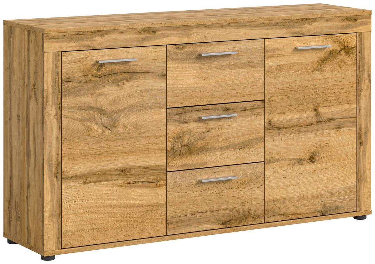 Sideboard Jam Eiche Dekor B: 125 Cm - Eiche Wotan/Schwarz, Design, Holzwerkstoff (125/80/35cm) - MID.YOU