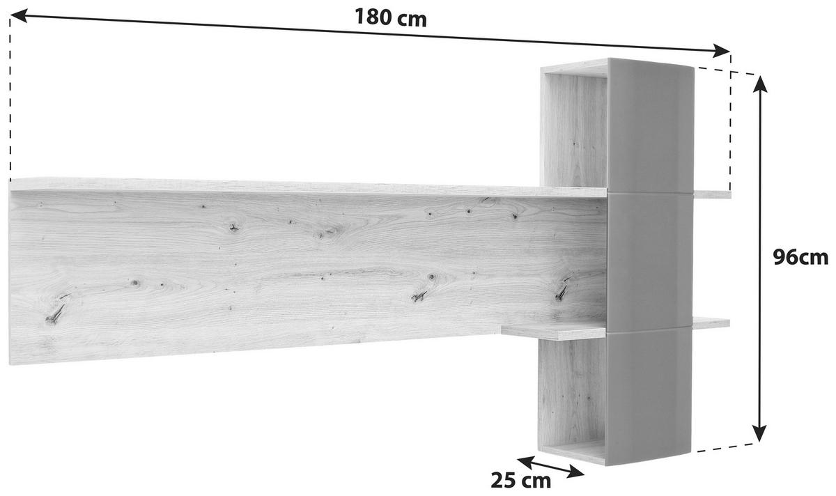 Wandboard Cortona B: 180 cm Anthrazit/Eichefarben - Eichefarben/Anthrazit, Design, Holzwerkstoff (180/96/25cm) - Livetastic