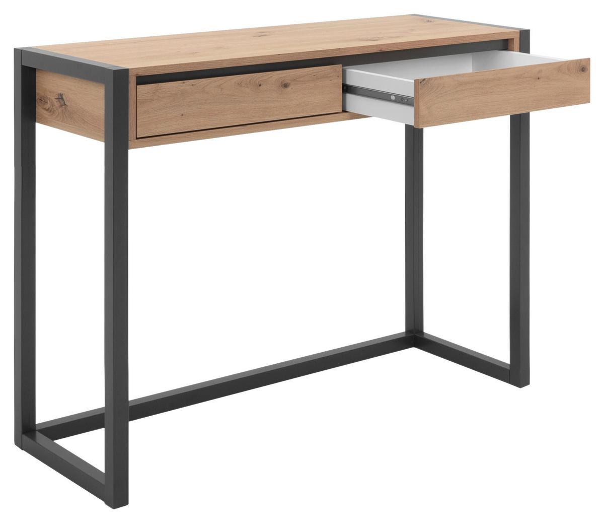 Konsolentisch Mit Schubladen Denver, Eichefarben/schwarz - Eichefarben/Anthrazit, KONVENTIONELL, Holzwerkstoff (100/35/75cm) - MID.YOU