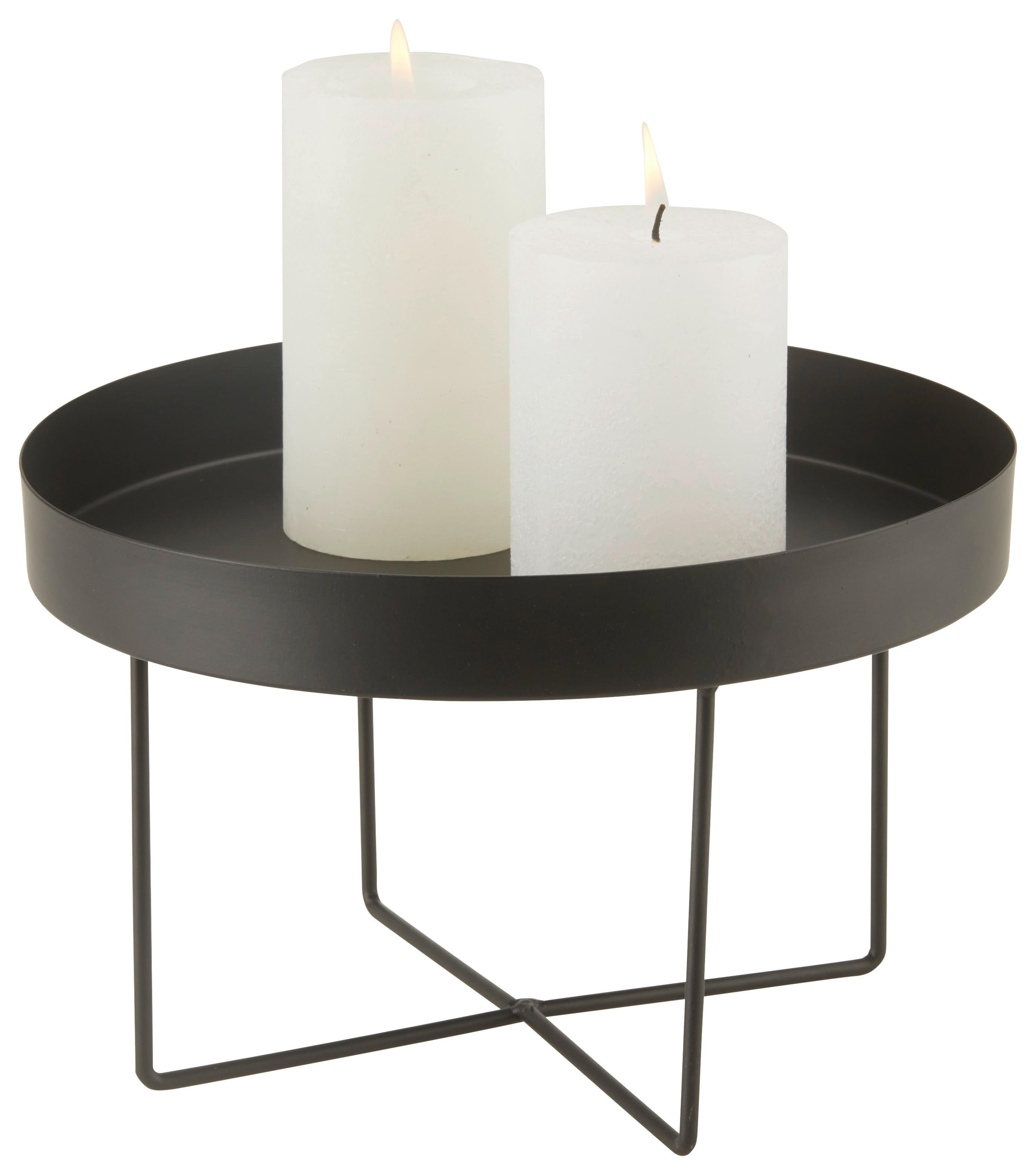 Dekoračný podnos Noir, Ø: 25cm - čierna, kov (25/16cm) - Modern Living