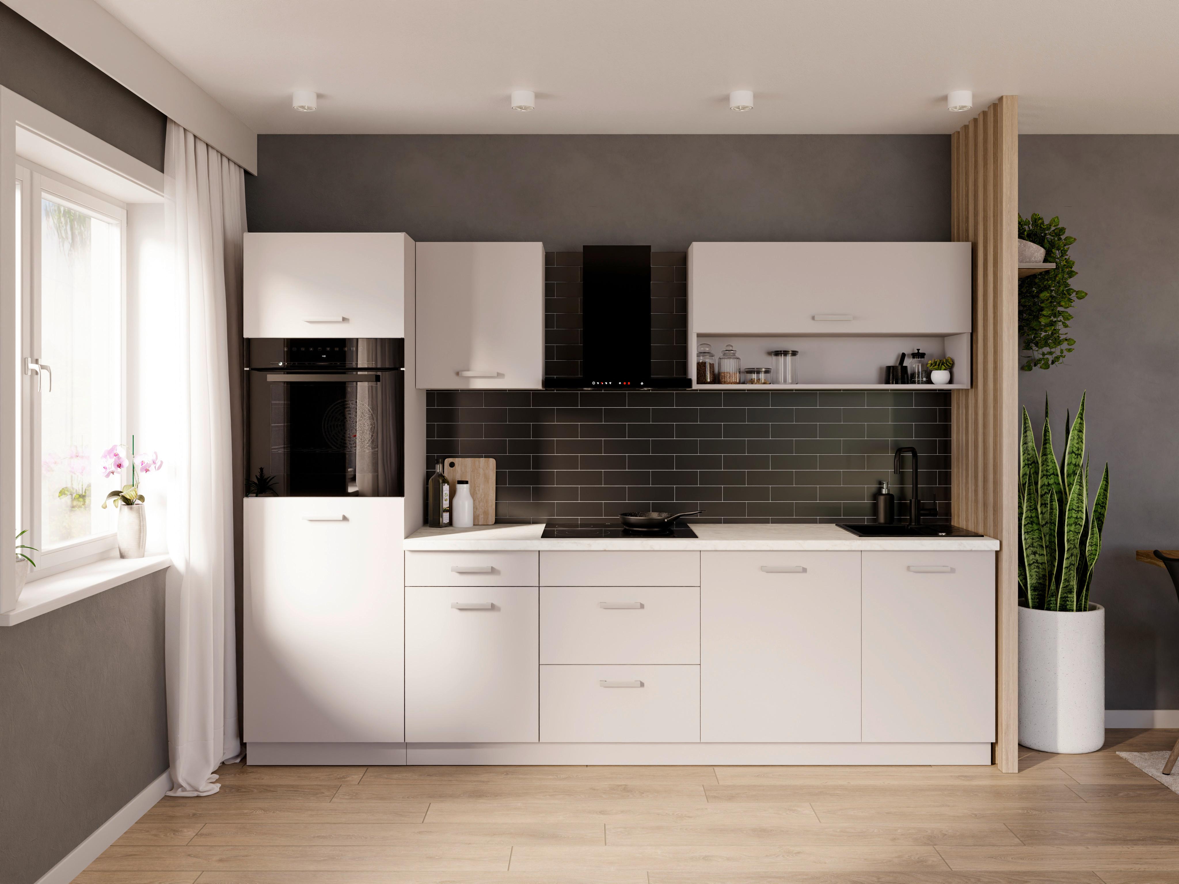 Kuchyňský blok CORTINA kašmírový dekor - bílá/barvy stříbra, kompozitní dřevo/plast (280/200/60cm)