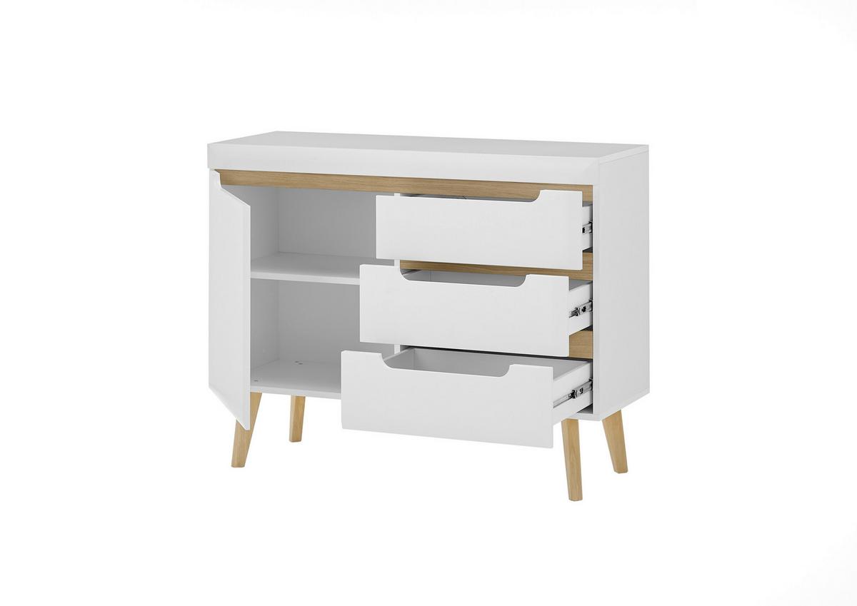 Sideboard Svante Torge Weiß/Eichefarben B: 107 cm - Eichefarben/Weiß, Design, Holzwerkstoff (107/83/40cm) - MID.YOU