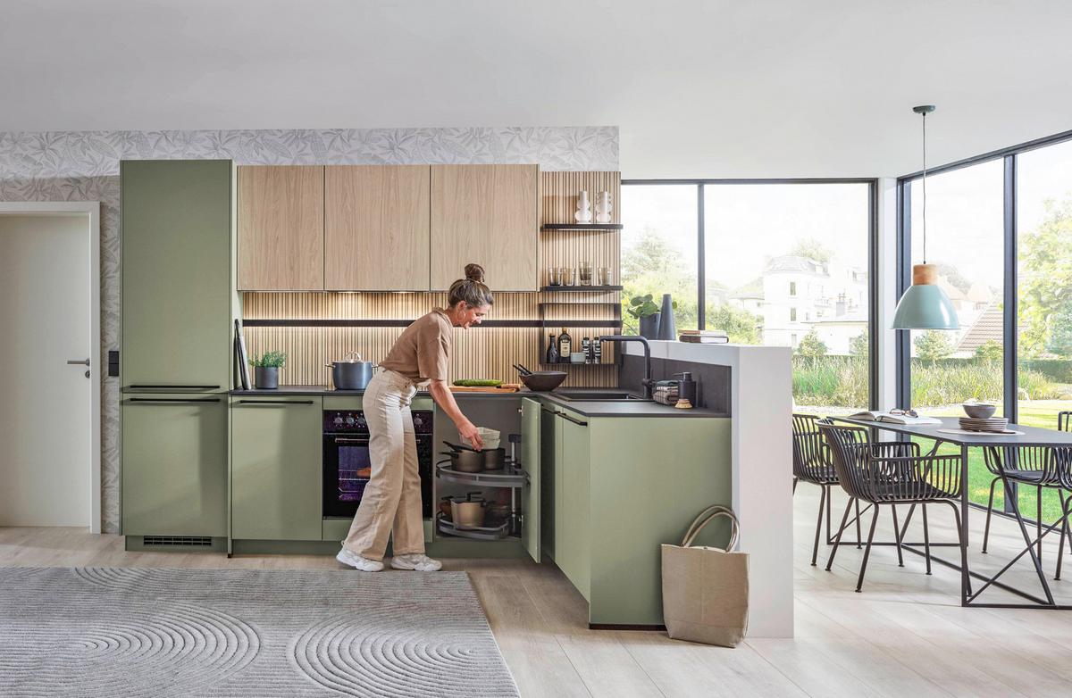 Eckküche Sidney/singapur - Eichefarben/Schwarz, Design, Holzwerkstoff (288/191,6cm)