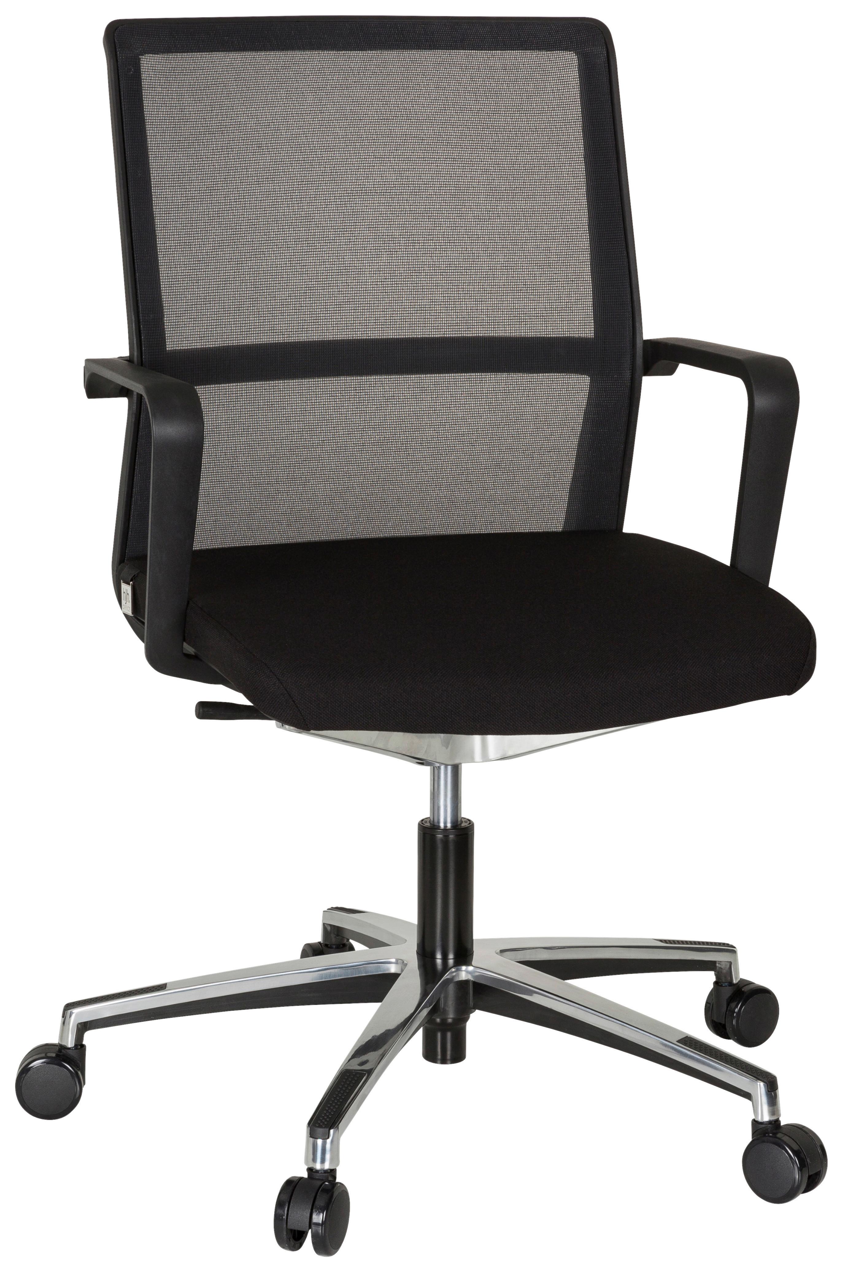Drehstuhl Move-Tec Net 3D höhenverstellbar Schwarz - Alufarben/Schwarz, MODERN, Kunststoff/Textil (57/105/55cm) - MID.YOU