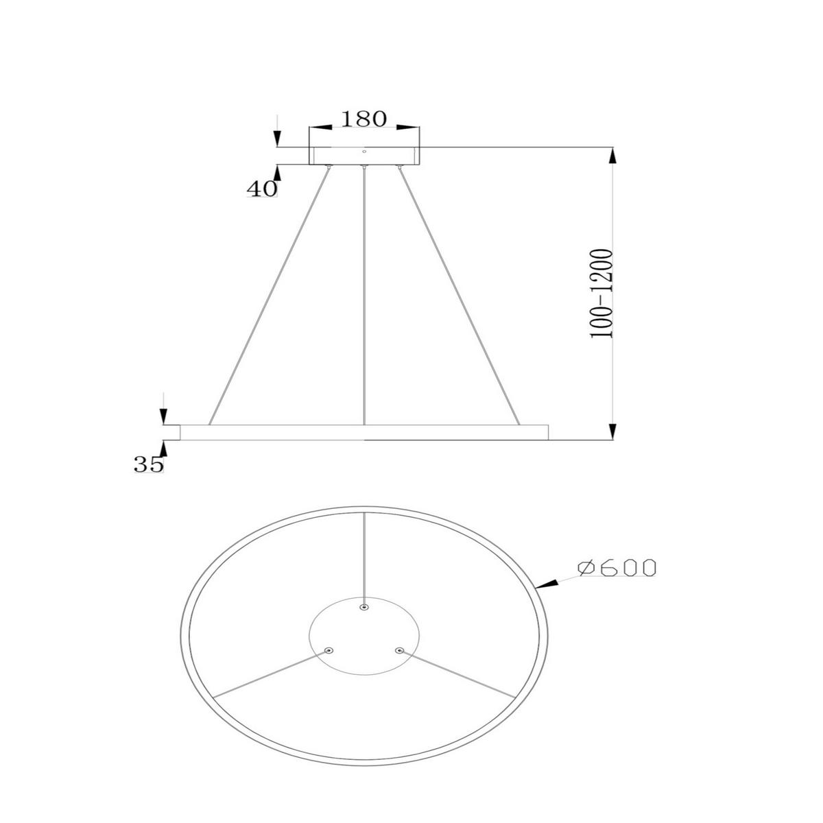 Pendelleuchte Rim - Schwarz, Basics, Metall (60/120cm) - MAYTONI