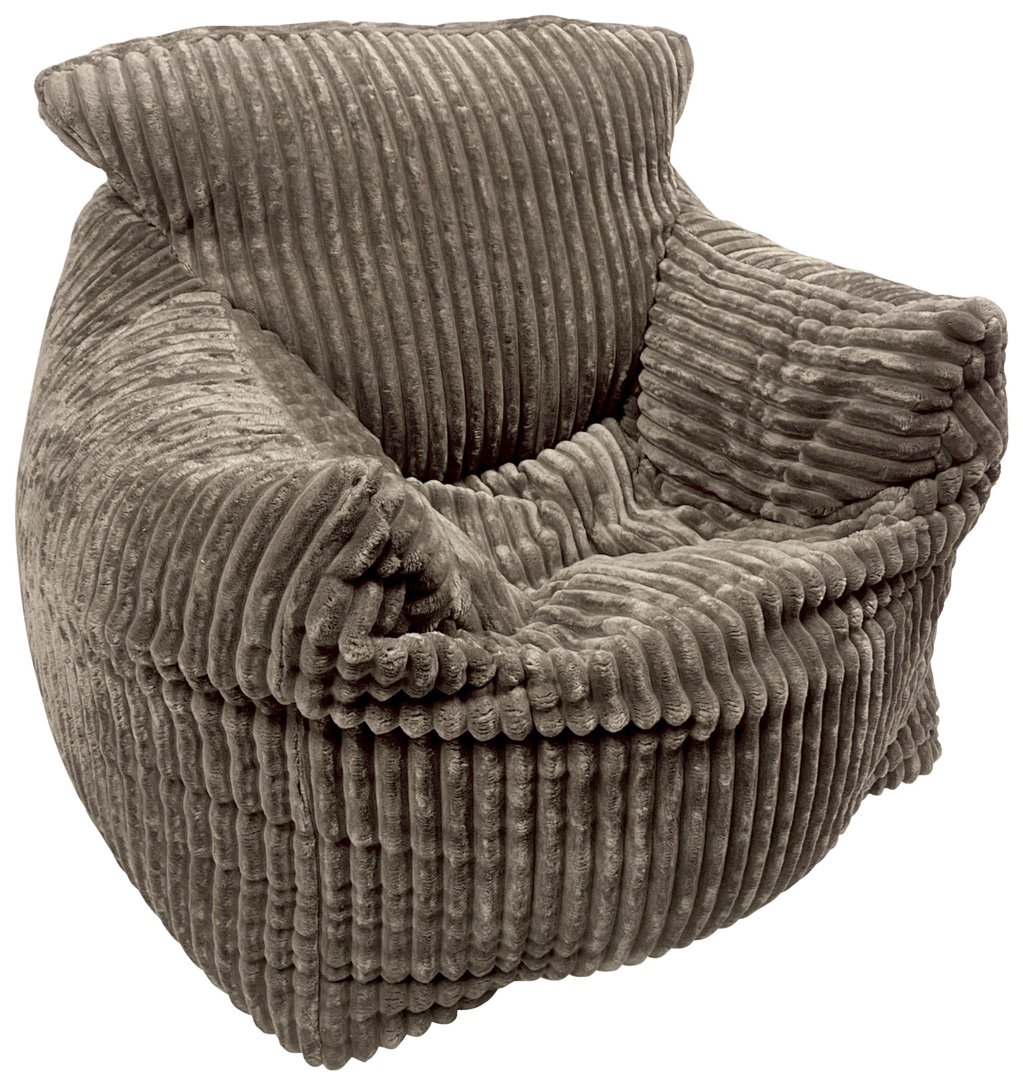 Sedací pytel VALLVIK, šedobéžový manšestr TILIA - šedobéžová, Design, textil (90/85/100cm)