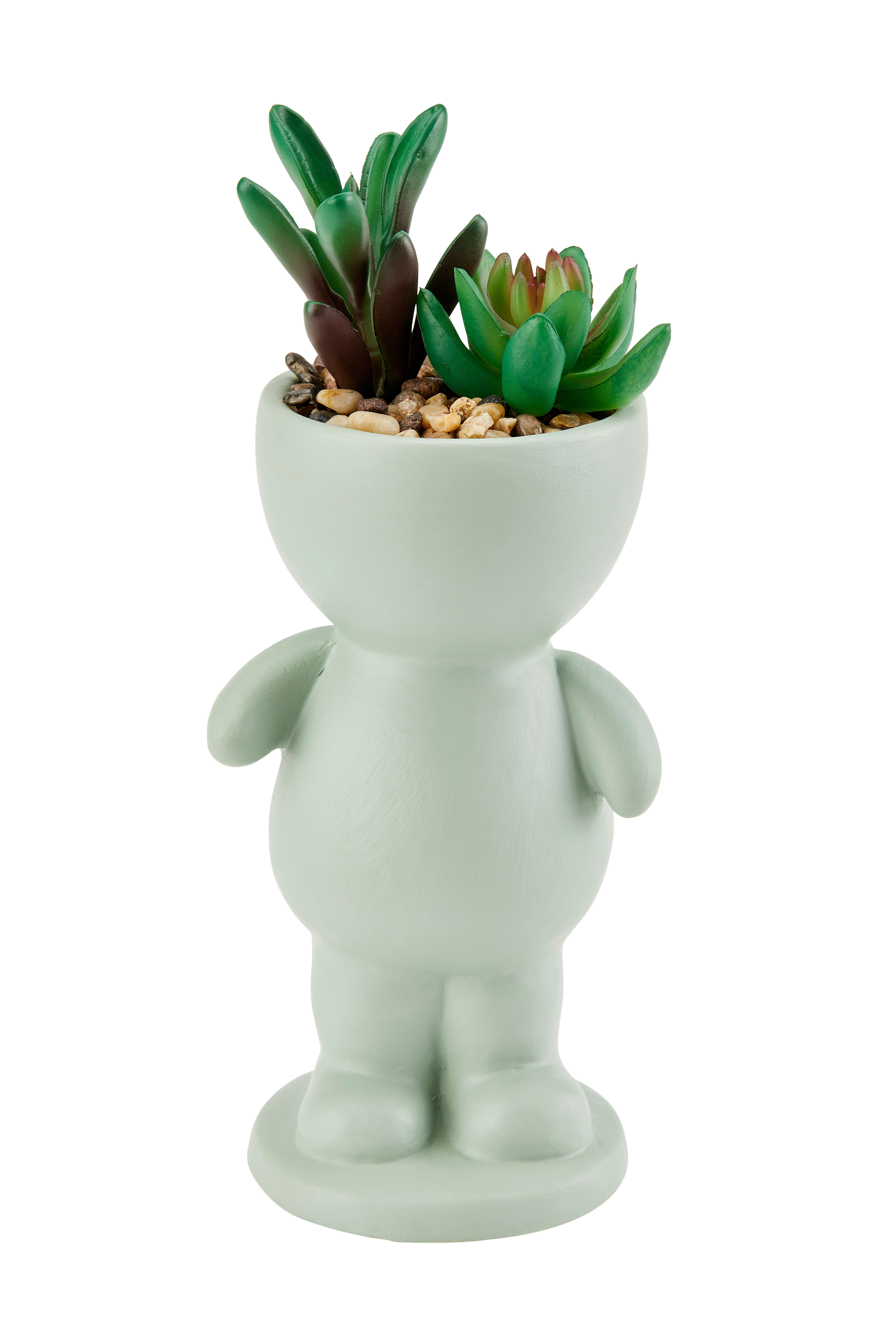 Kunstpflanze Sukkulente Grün/ Lila L: 23 cm, Herkol - Lila/Mintgrün, MODERN, Keramik/Kunststoff (9/8/23cm) - Luca Bessoni