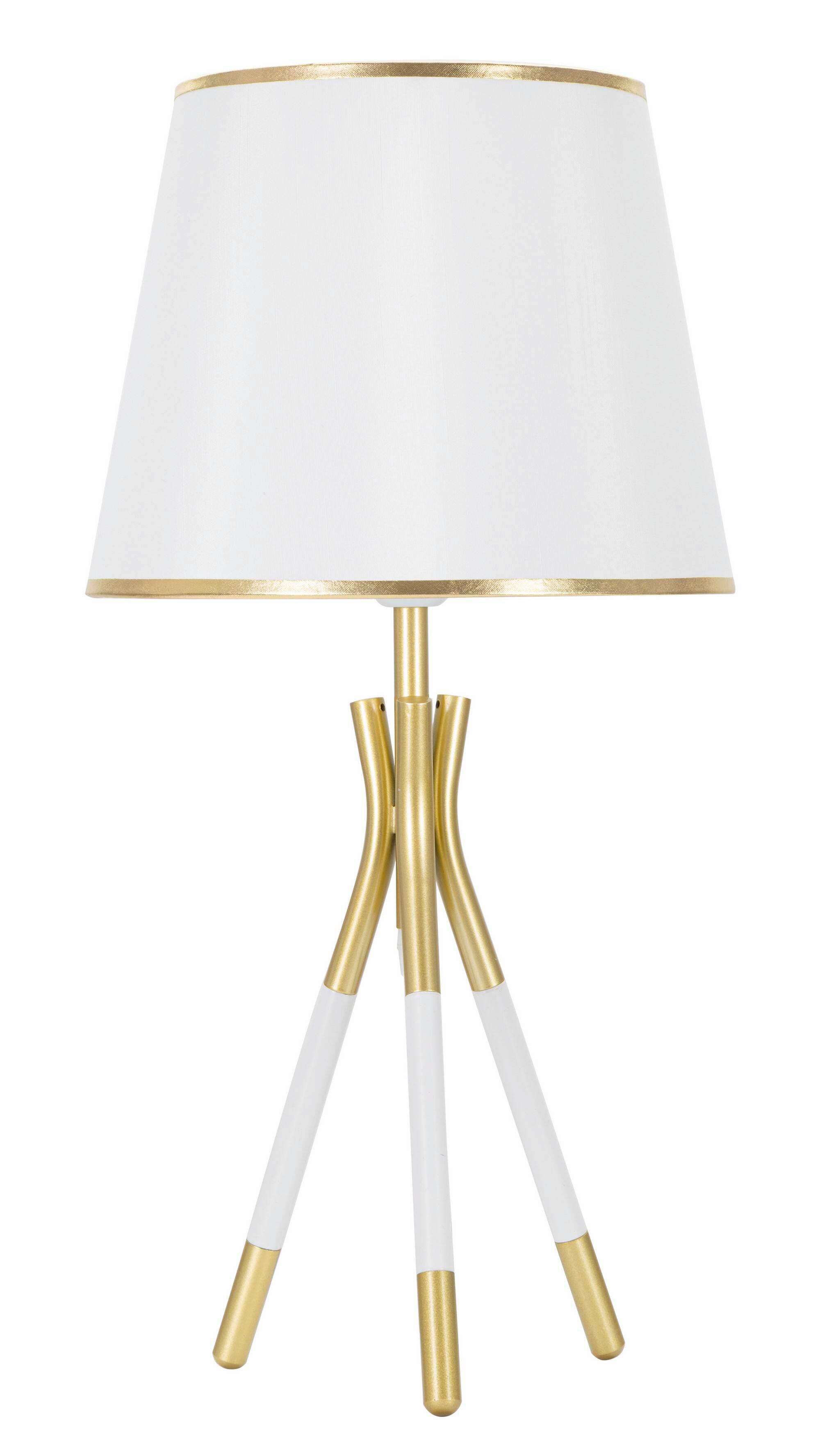 Tischleuchte Triply Weiß/Goldfarben B: 30cm - Goldfarben/Weiß, Basics, Textil/Metall (30/57/28cm)