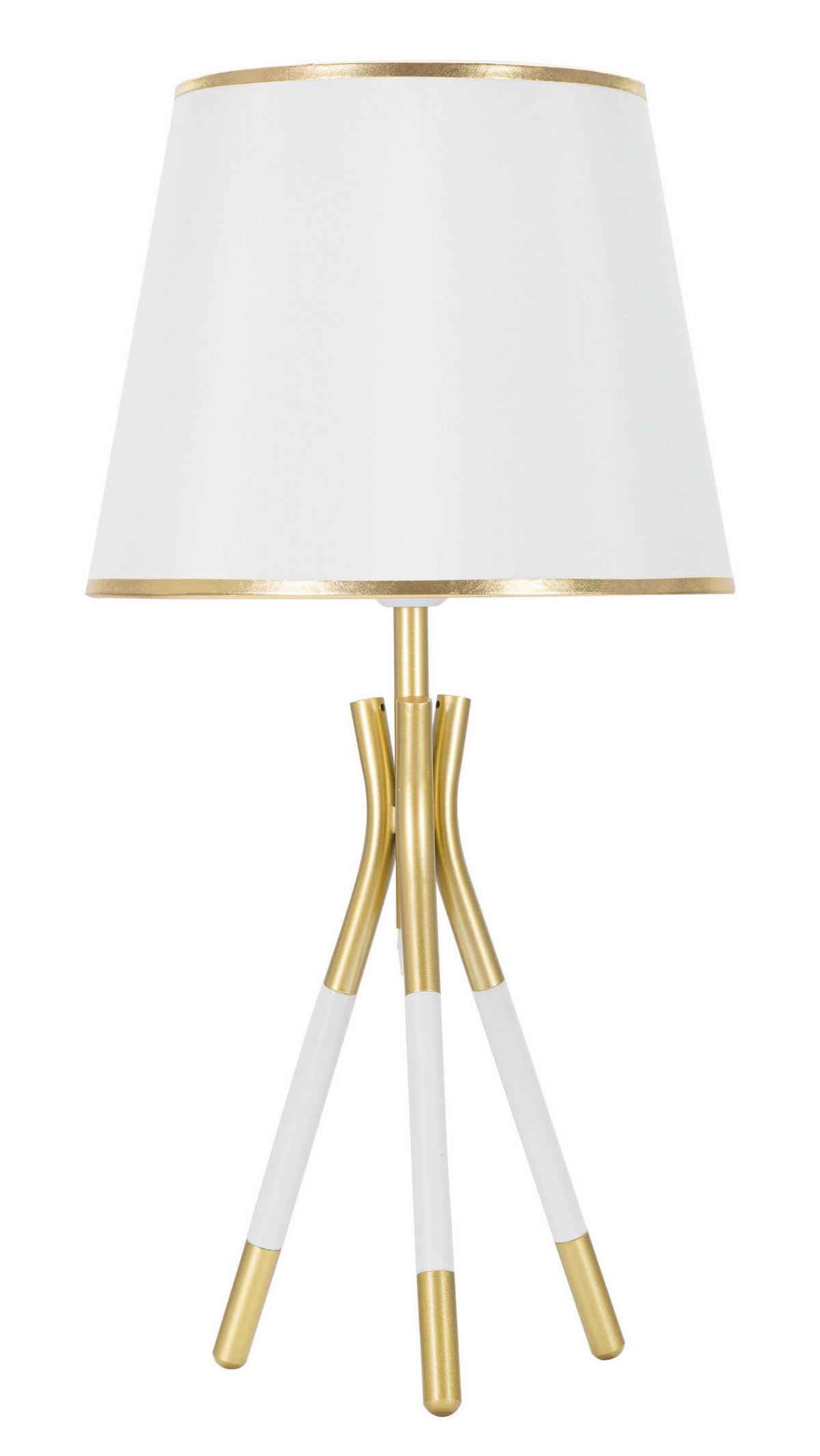 Tischleuchte Triply Weiß/Goldfarben B: 30cm - Goldfarben/Weiß, Basics, Textil/Metall (30/57/28cm)