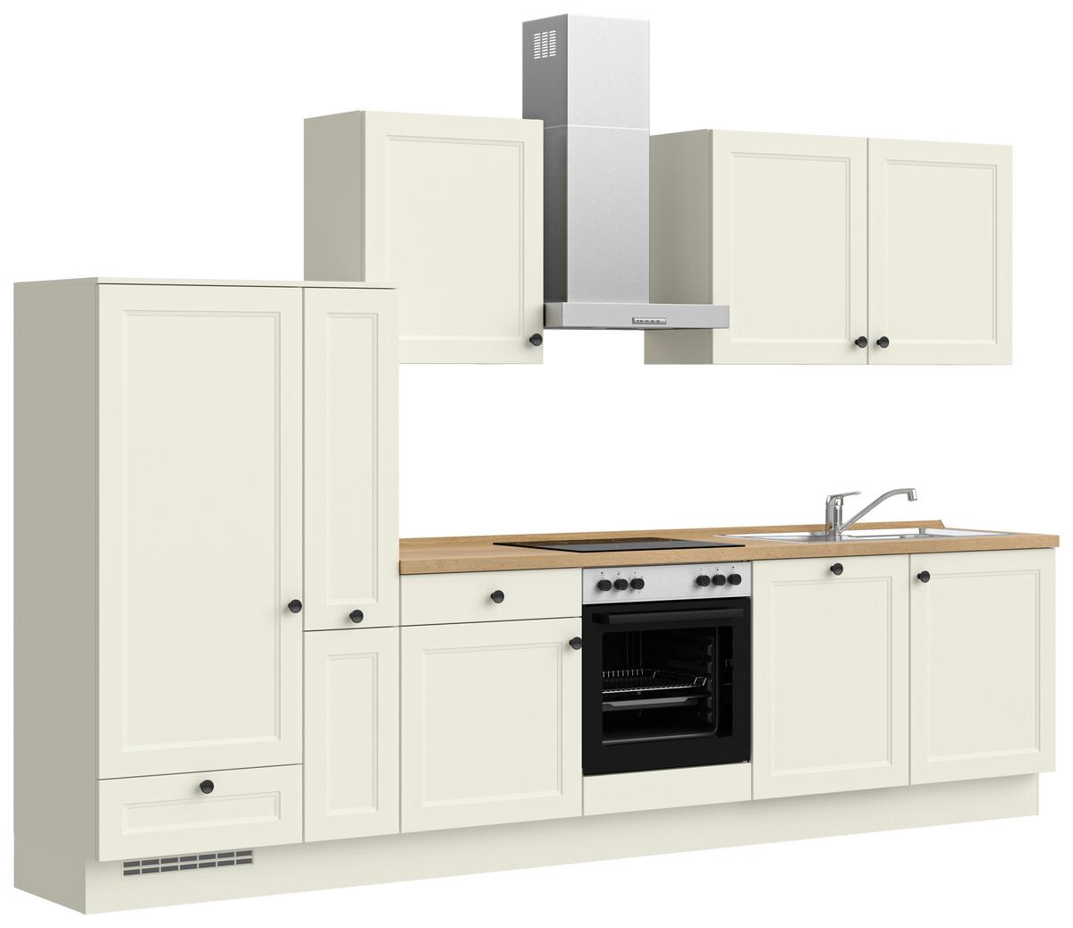 Kuchyňská linka 330 cm, bílá - bílá/barvy dubu, Moderní, kov/kompozitní dřevo (330cm) - Nobilia