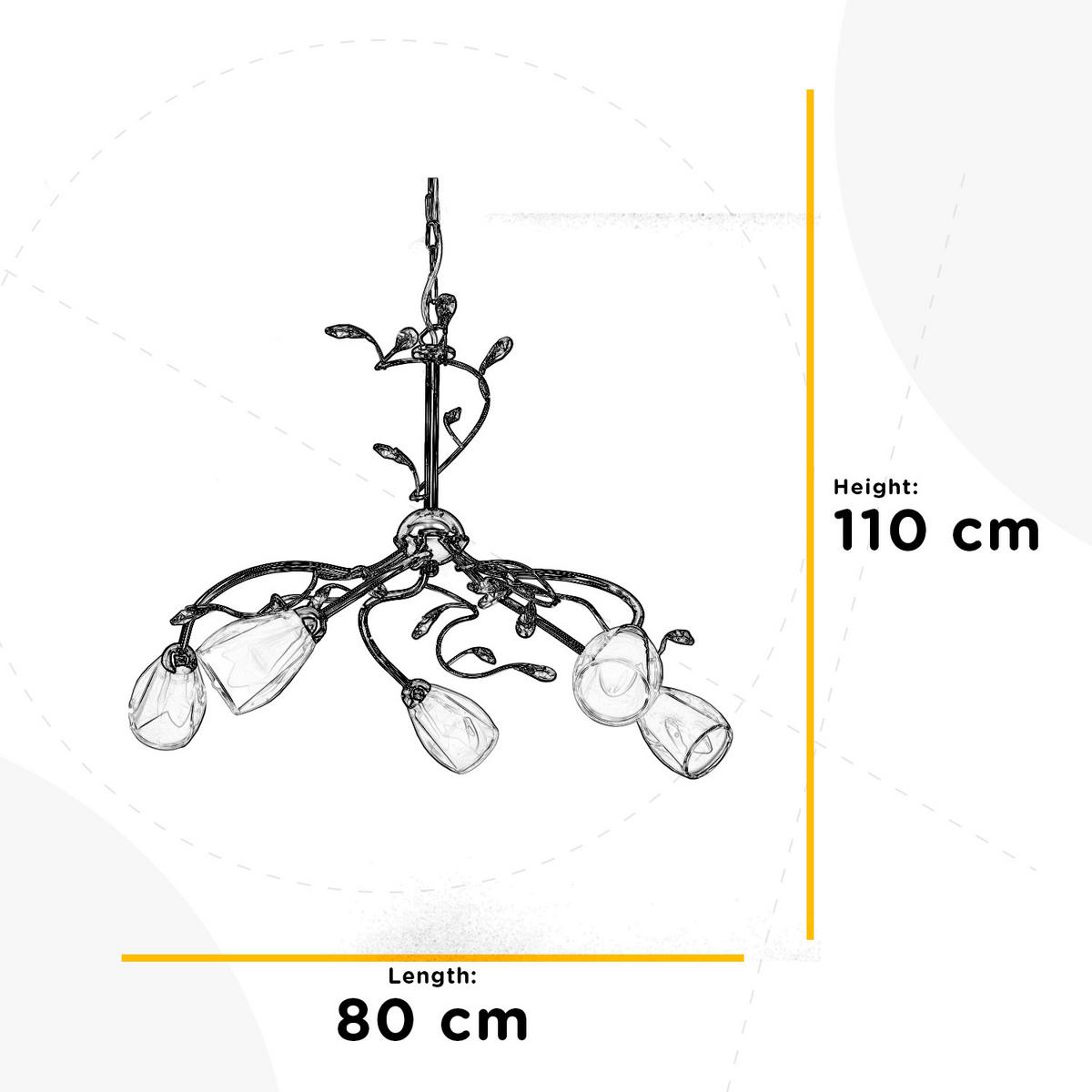 Kronleuchter Sharon Chromfarben L: 80 cm - Chromfarben, Basics, Glas/Metall (80/80/110cm)