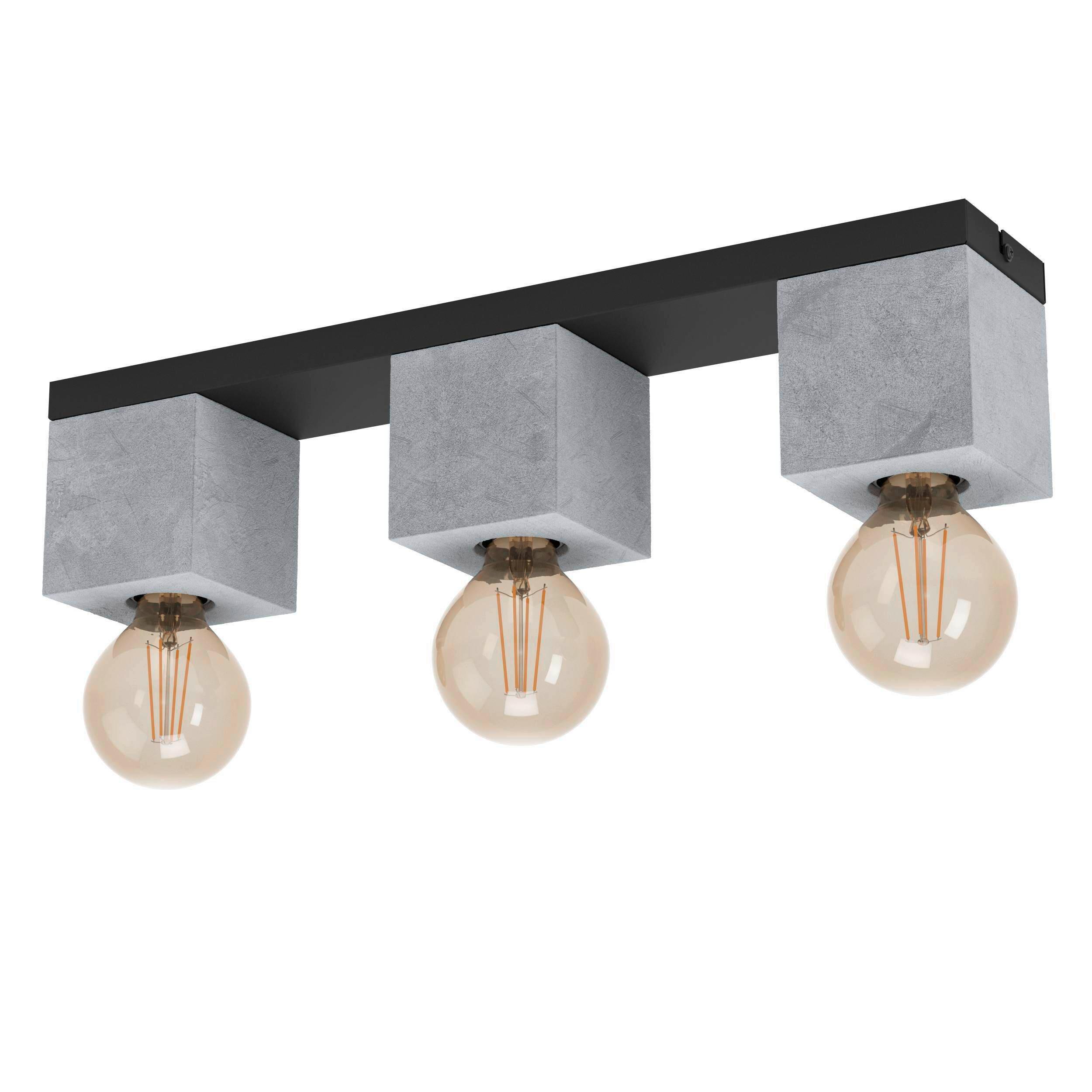Deckenleuchte 43596 Prestwick 3 - Schwarz/Grau, Basics, Stein/Metall (49/9/11cm) - Eglo