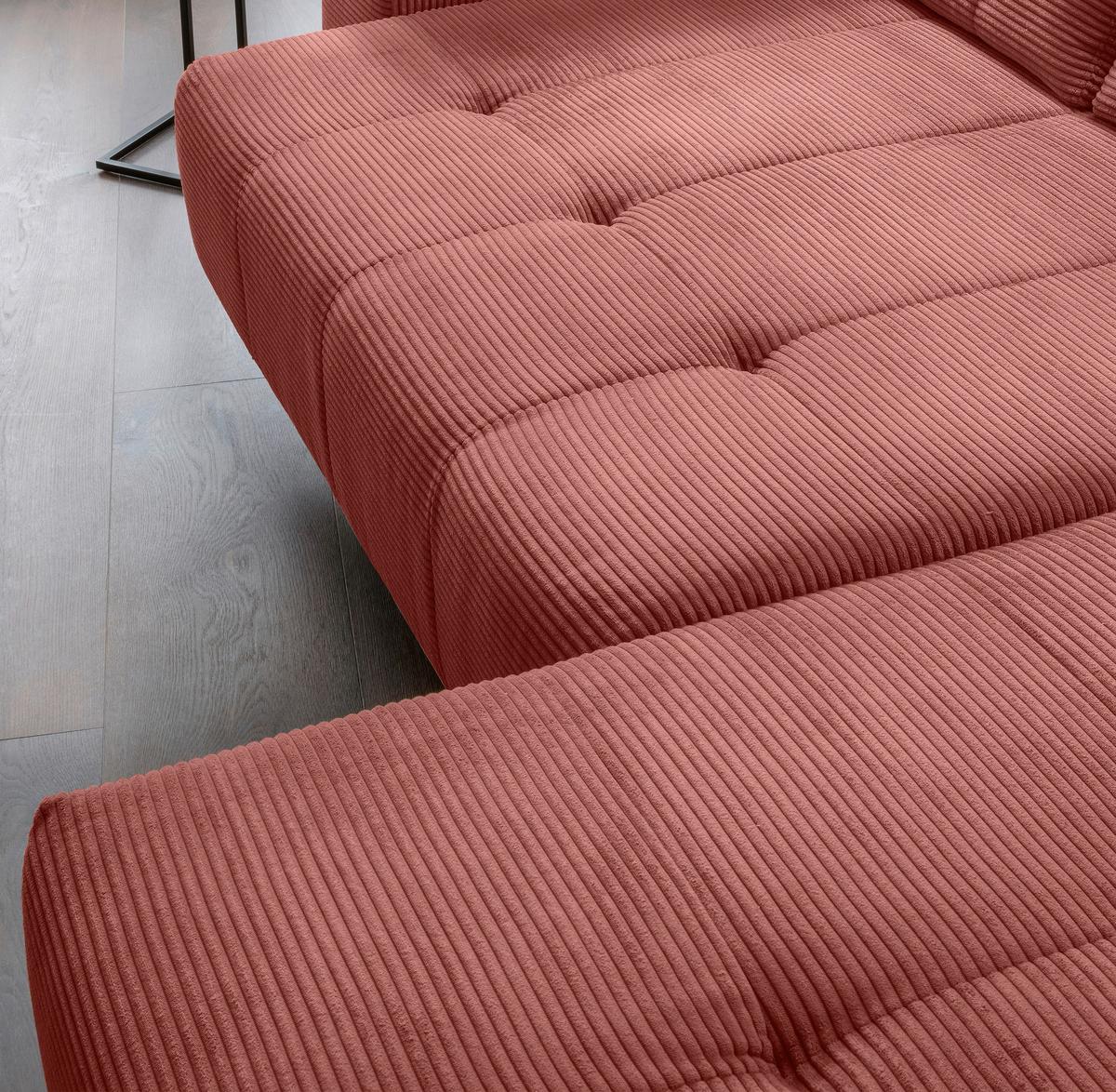 Ecksofa Fiore, Koralle S: 272x200 cm - Koralle/Schwarz, MODERN, Textil (272/200cm) - Livetastic