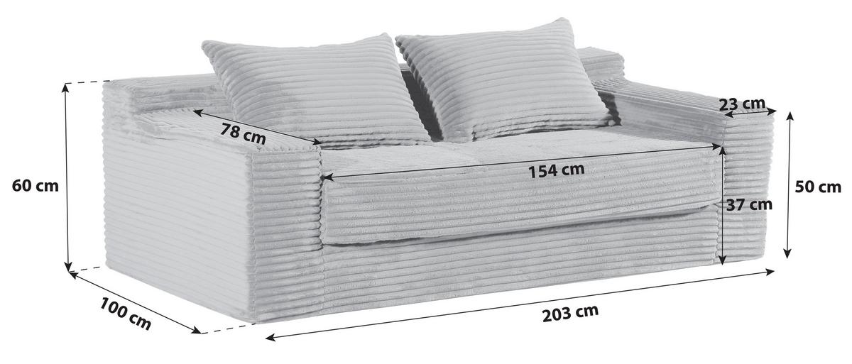2-Sitzer-Sofa Clea Grün B: 203 cm - Grün, Design, Textil (203/60/100cm) - P & B