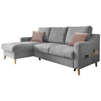 Ecksofa Valentina Grau S: 150/228 Cm - Dunkelrosa/Naturfarben, Design, Textil (150/228cm) - MID.YOU