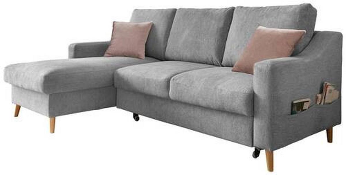 Ecksofa Valentina Grau S: 150/228 Cm - Dunkelrosa/Naturfarben, Design, Textil (150/228cm) - MID.YOU