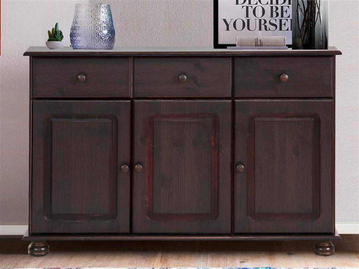 Sideboard Mette Dunkelbraun B: 118 cm - Dunkelbraun, Design, Holz/Metall (118/76/35cm) - MID.YOU