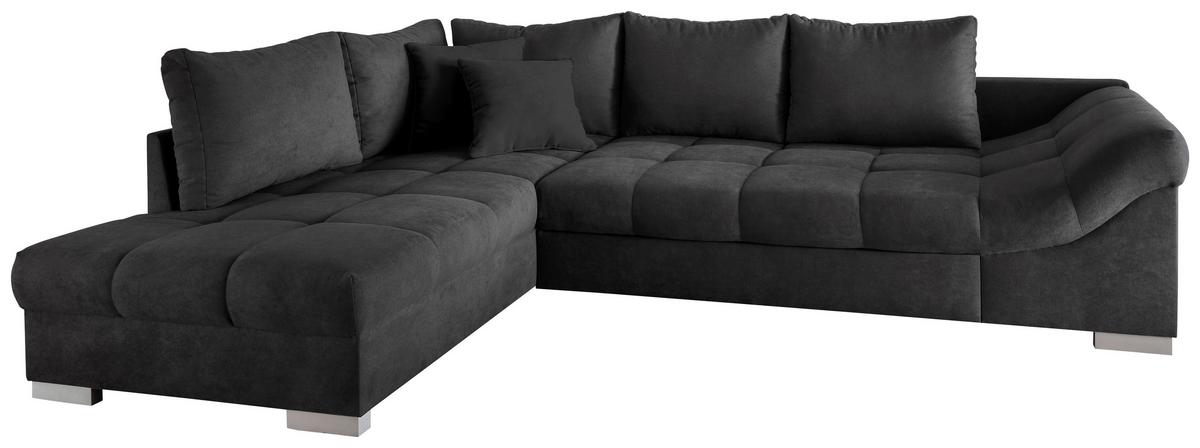 Eckschlafsofa Alvito Schwarz S: 202/298 cm - Silberfarben/Schwarz, Design, Textil (202/298cm) - MID.YOU