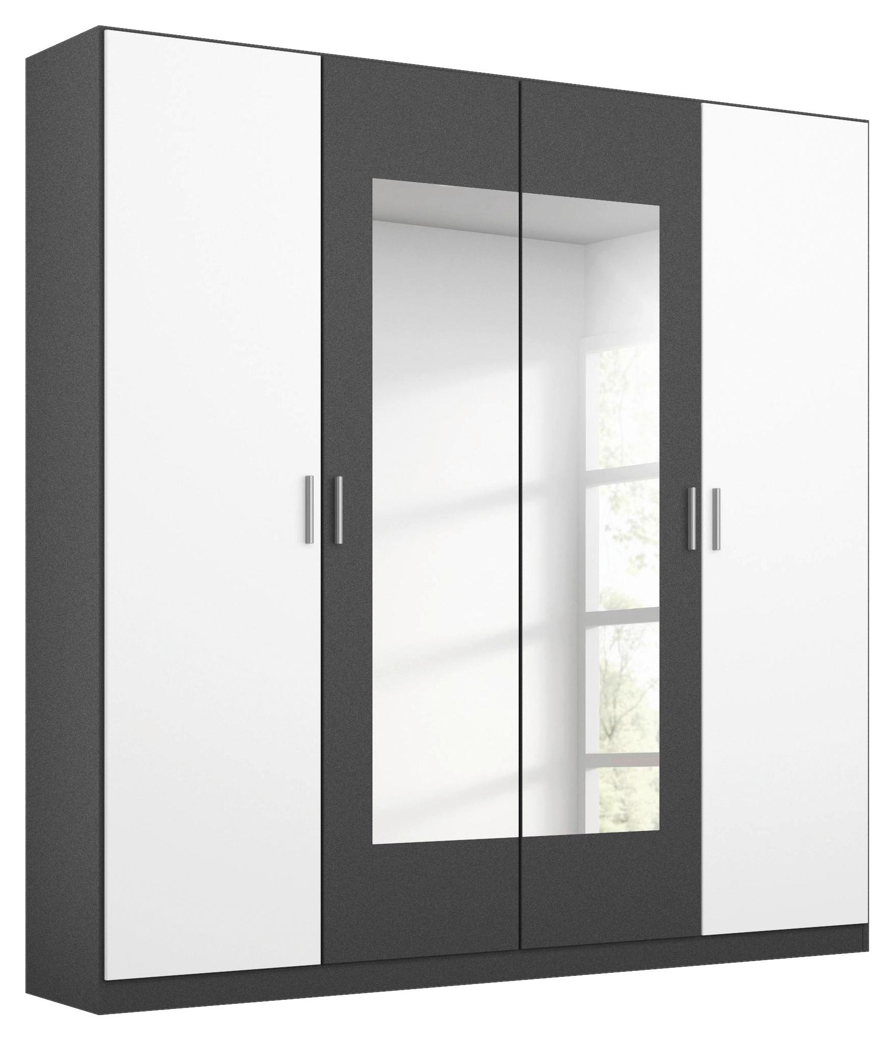 Drehtürenschrank Mit Spiegel 181 cm Borneo Grau/Weiß