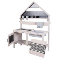 Spiel/Matschküche hellgrau in Hausform - Hellgrau, Basics, Holzwerkstoff/Kunststoff (89/124/34cm)