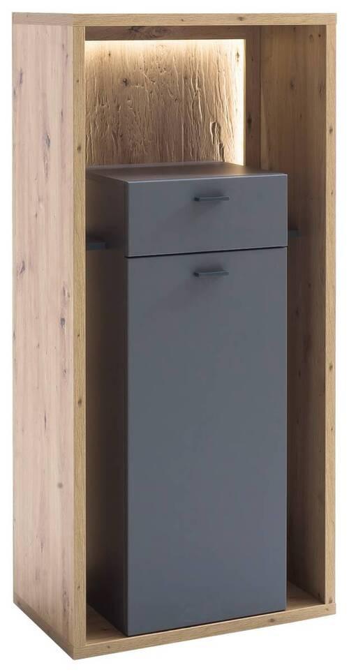 Highboard B: 66 cm Lizzano Grau/Eichefarben - Eichefarben/Grau, Design, Holzwerkstoff (66/141/40cm) - MID.YOU