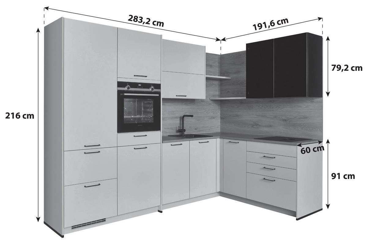ECKKÜCHE LUCCA - Sandfarben/Eichefarben, Trend, Holzwerkstoff (283,2/191,6cm) - Vertico
